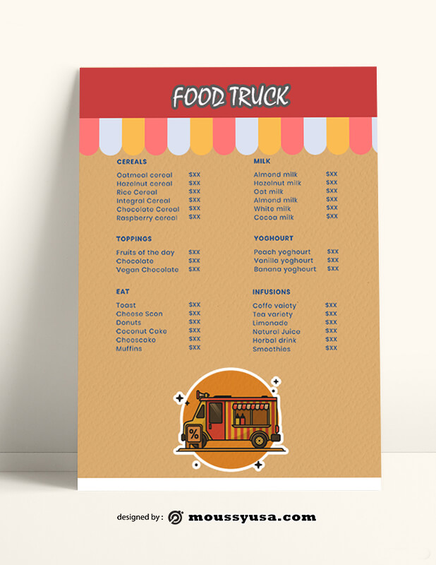 Download 3+ Food Truck Menu template free psd | Mous Syusa