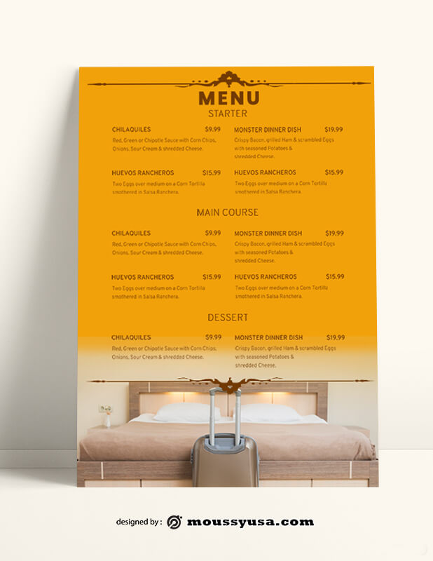 Hotel Menu templates Sample