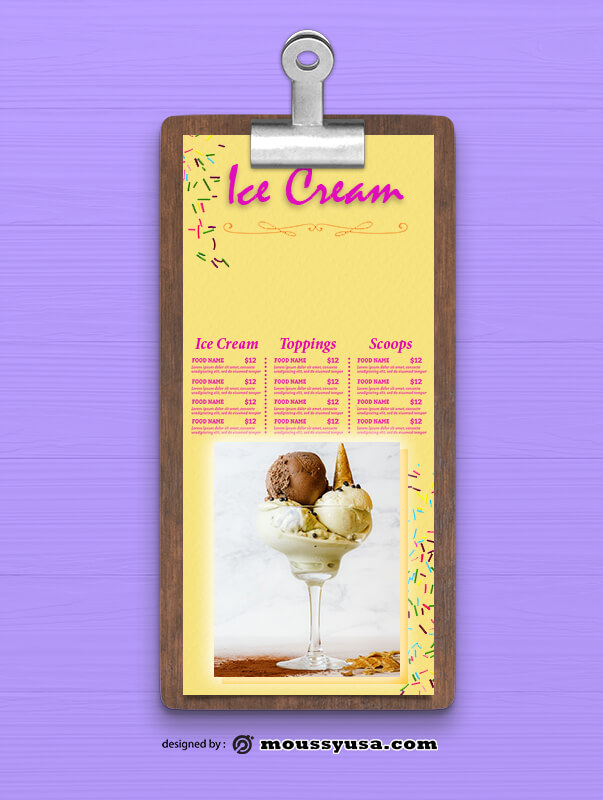 Ice Cream Menu templates Design