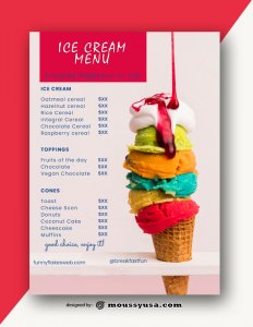 3+ Ice Cream Menu template in PSD – Mous Syusa