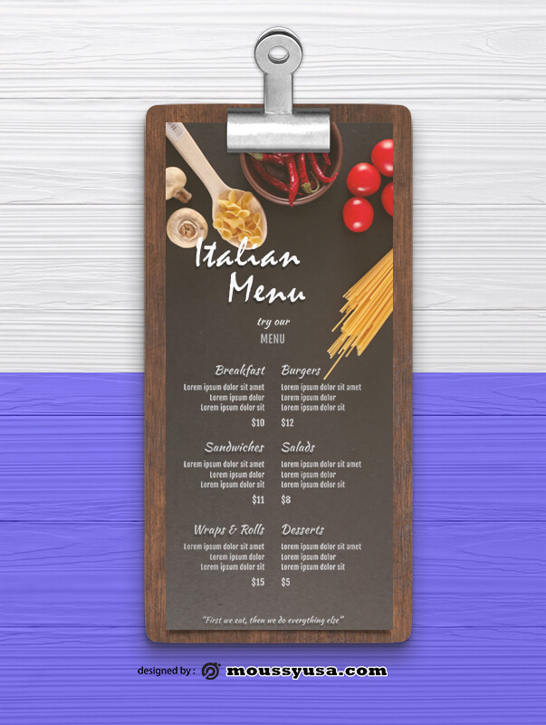 Italian Menu Design Ideas