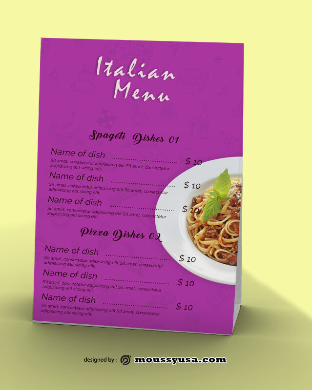 Italian Menu Design PSD