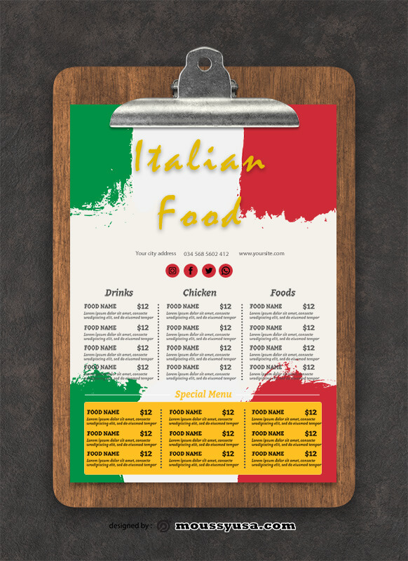 3+ Italian Menu template | Mous Syusa