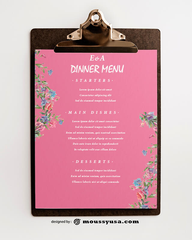 PSD Dinner Menu templates