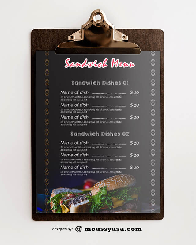 PSD Sandwich Menu templates