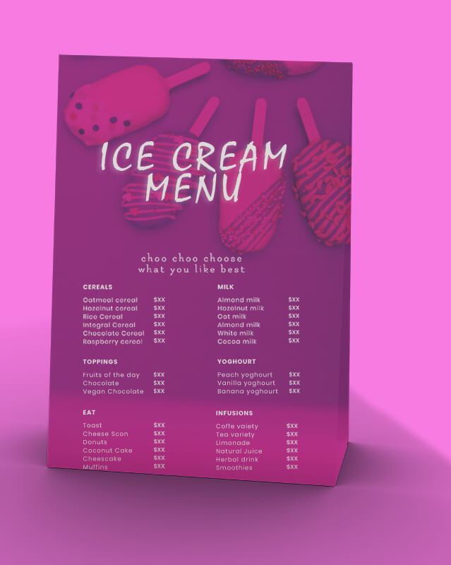 PSD templates For Ice Cream Menu