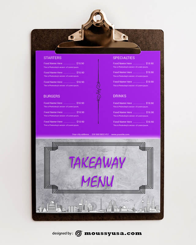 PSD templates For Takeaway Menu