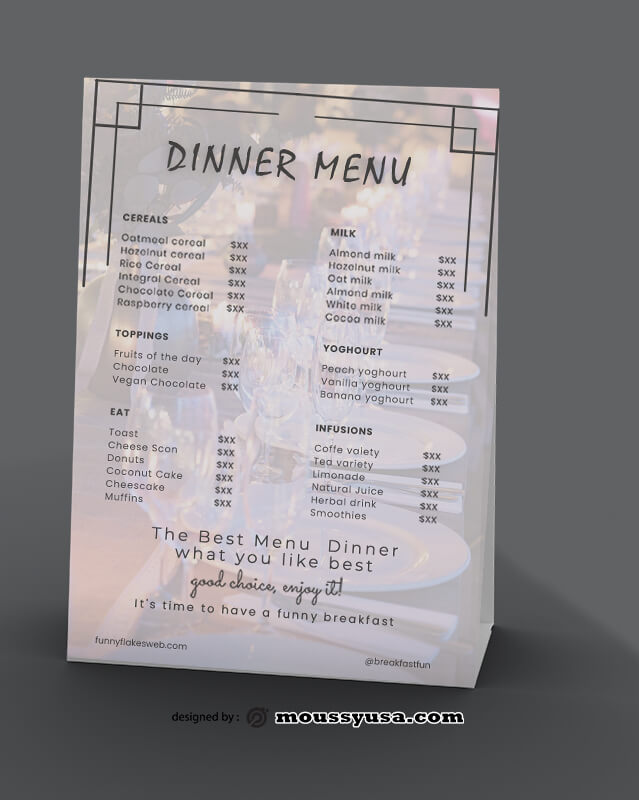 Sample Dinner Menu templatess