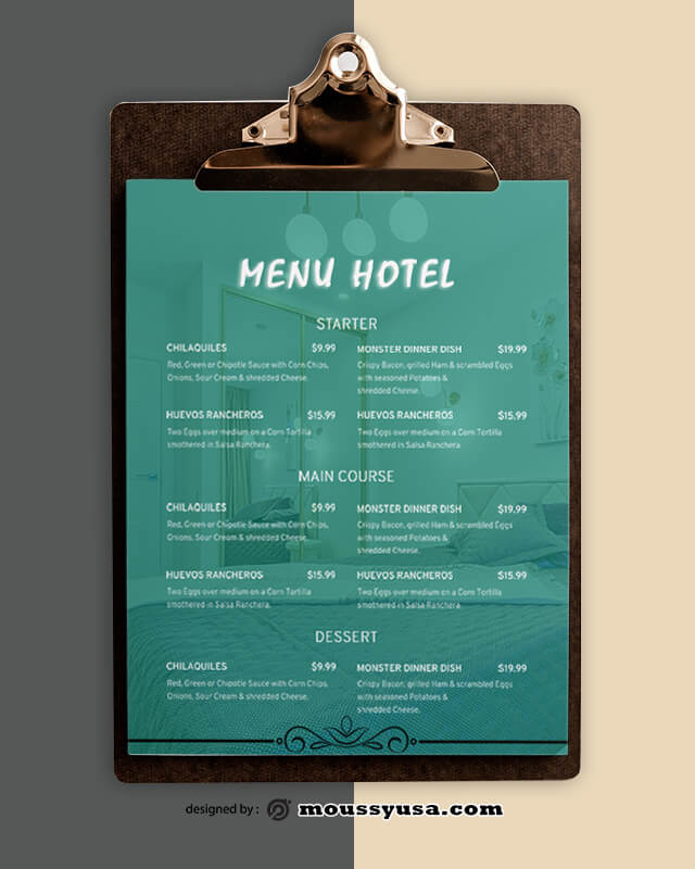 Sample Hotel Menu templatess