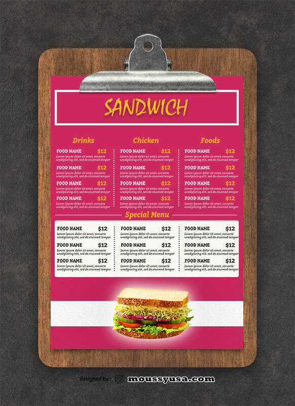 Sandwich Menu Design Ideas