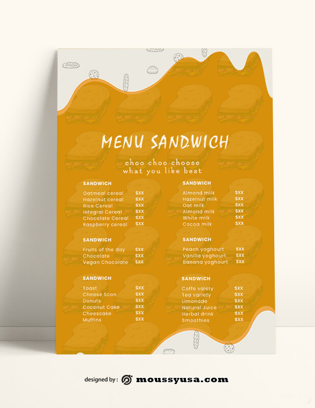 Sandwich Menu templates Sample