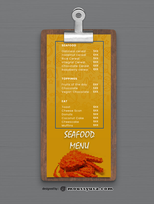 Seafood Menu Design templates