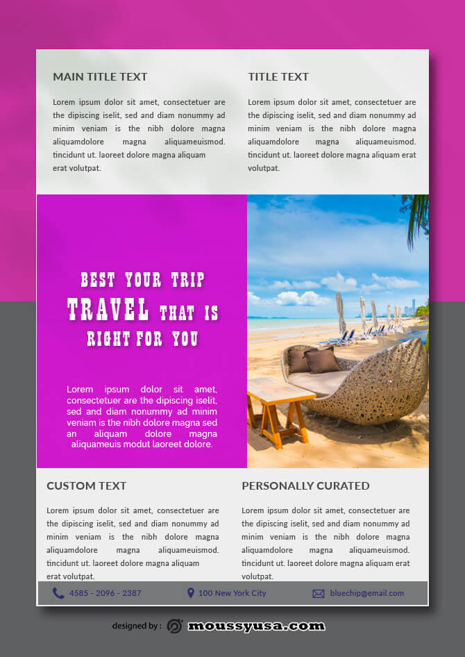 Travel Data Sheet Design PSD