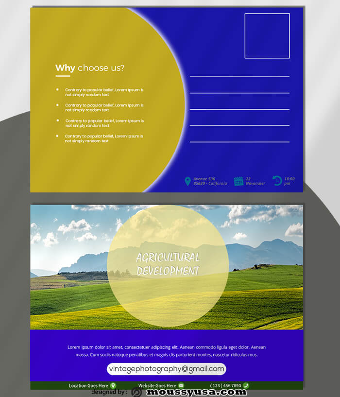 Agricultural Postcard Design PSD