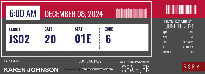 Boarding Pass example psd design