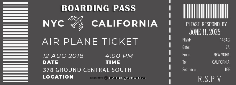 Boarding Pass template for photoshop