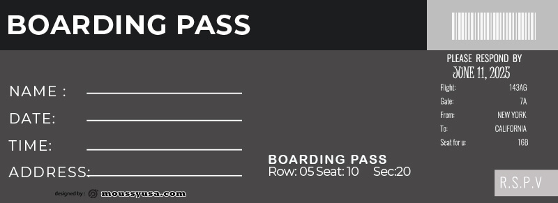 Boarding Pass template free psd