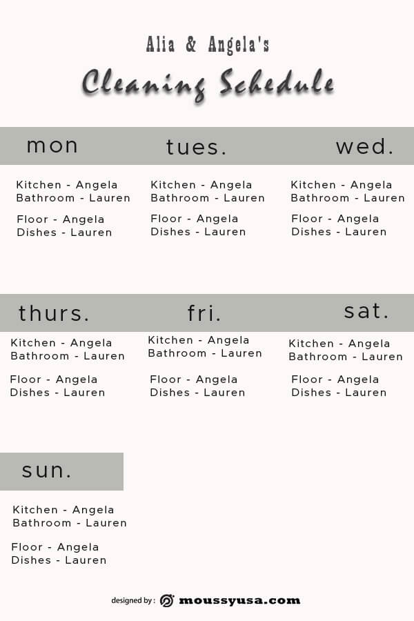 Cleaning Schedule customizable psd design template