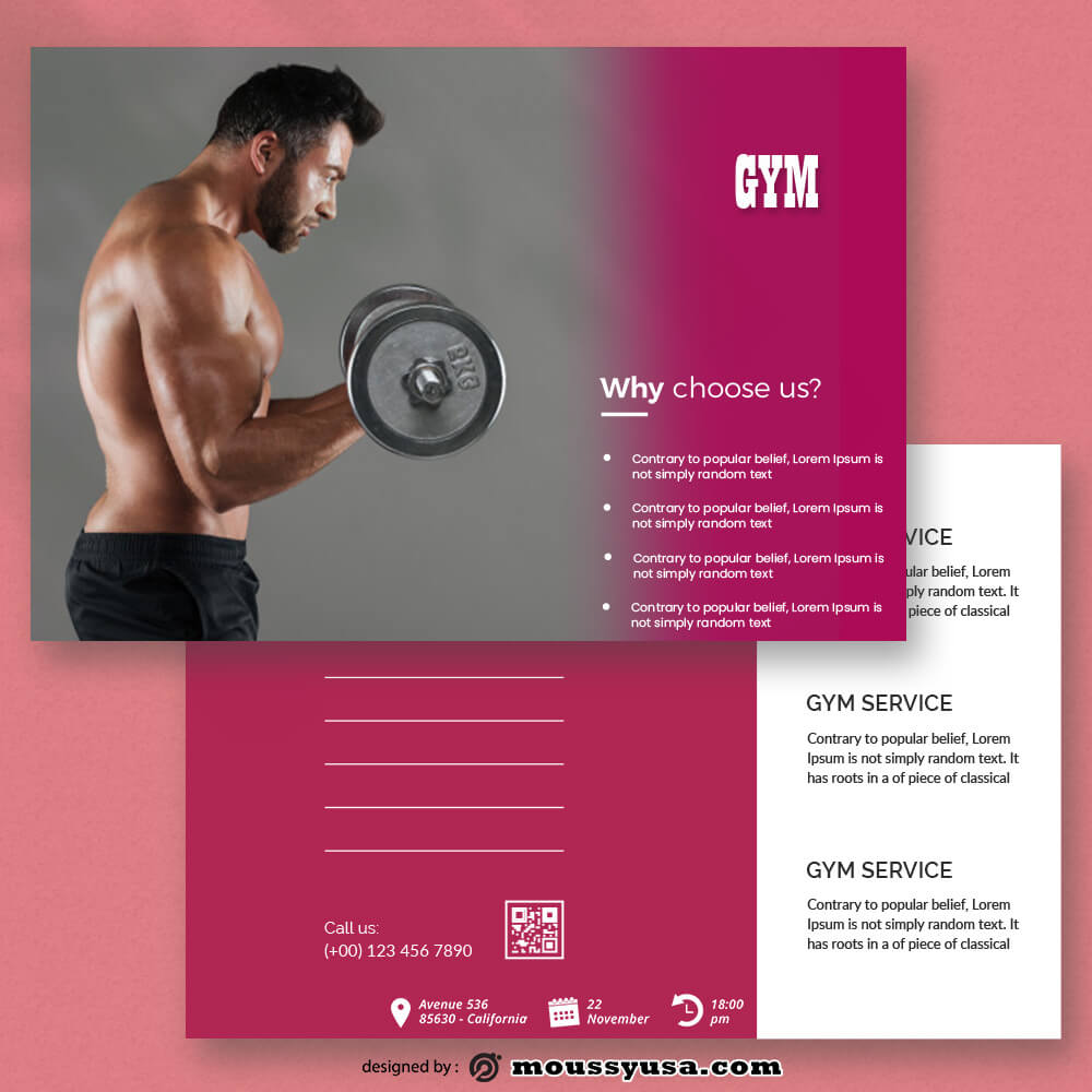 GYM Postcard Design PSD