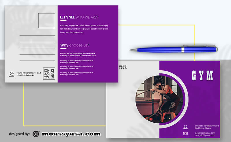 GYM Postcard templates Example