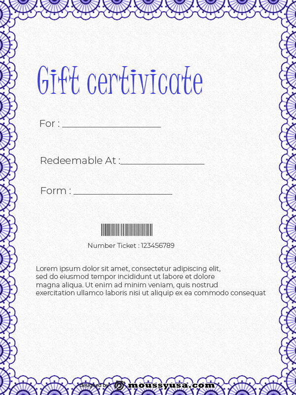Gift Certificate example psd design