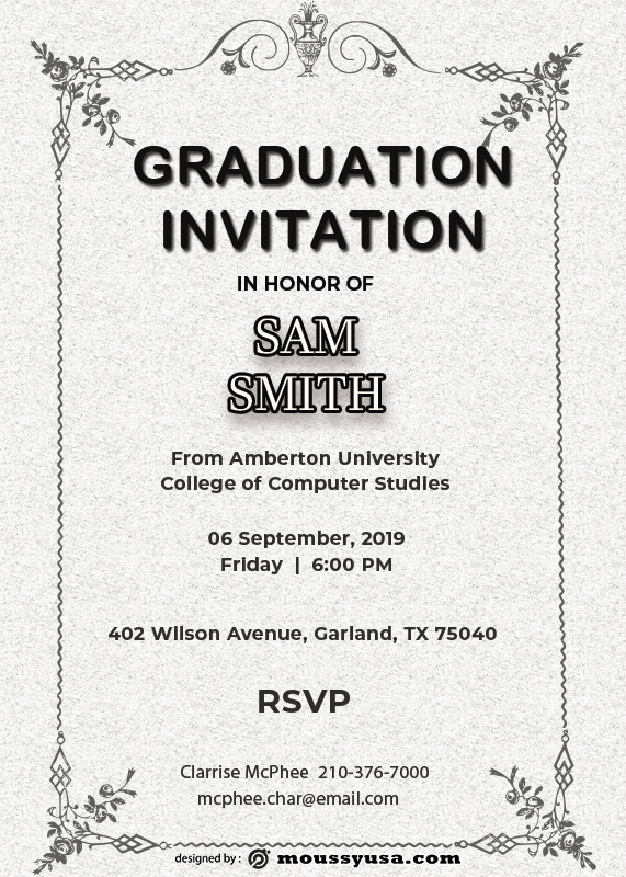 Graduation Invitation in psd design