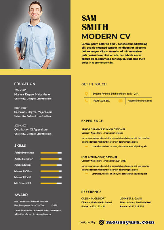 Modern CV customizable psd design template