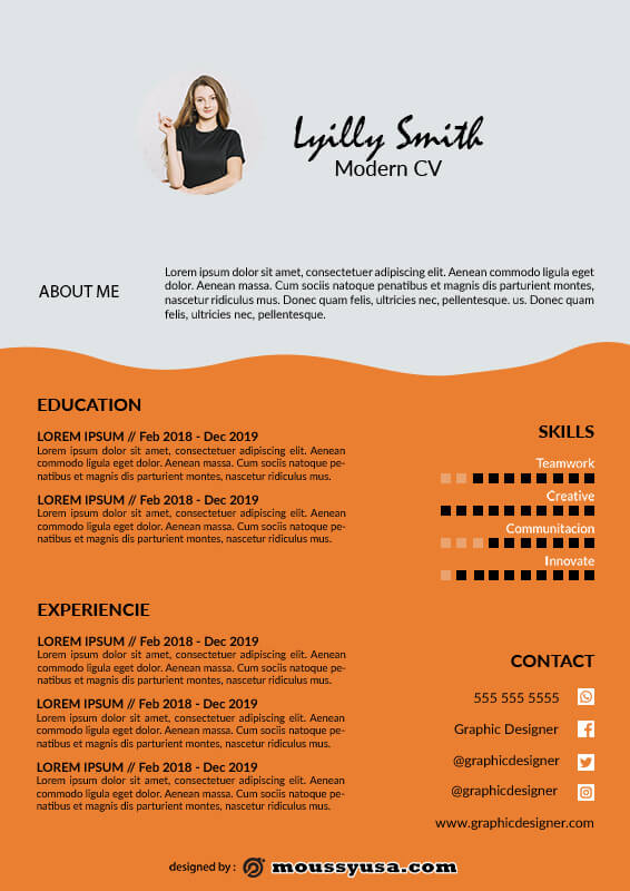 Modern CV example psd design