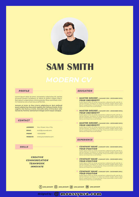 Modern CV free download psd