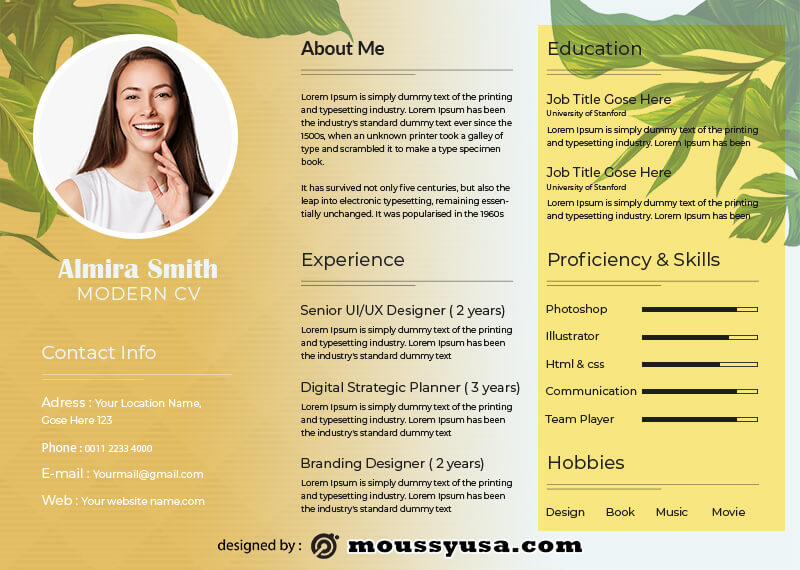 Modern CV in photoshop free download