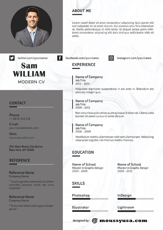 Modern CV in psd design