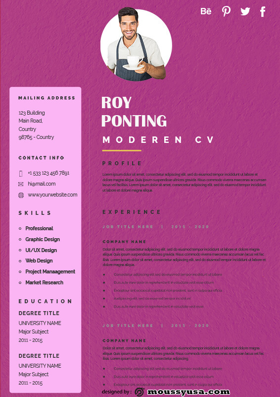 Modern CV template free psd