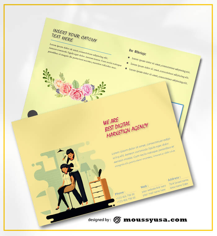 PSD Beauty Parlor Postcard templates