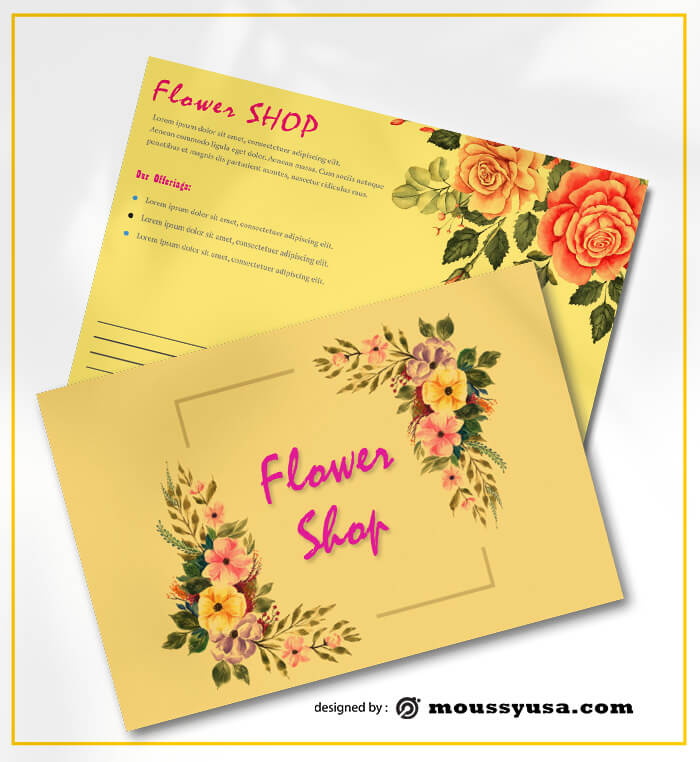 PSD Flower Shop Postcard templates