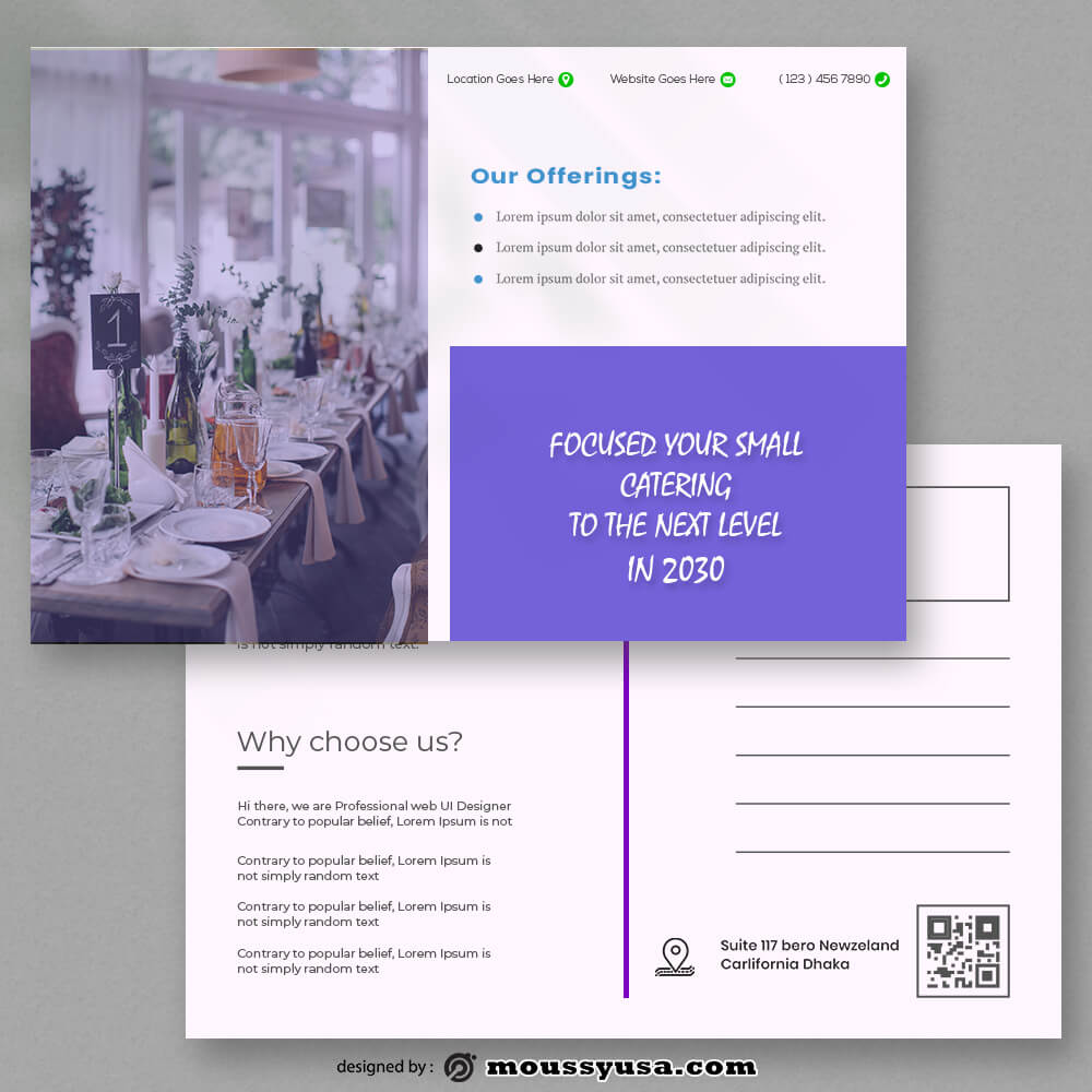 PSD templates For Catering Postcard