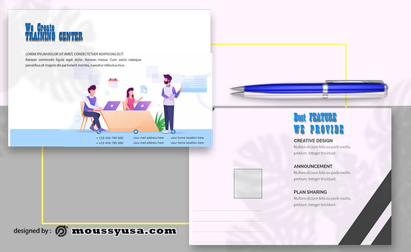 PSD templates For Training Center Postcard