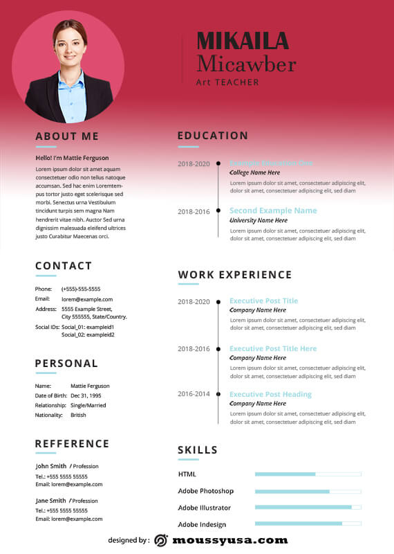 Resume Teacher in photoshop