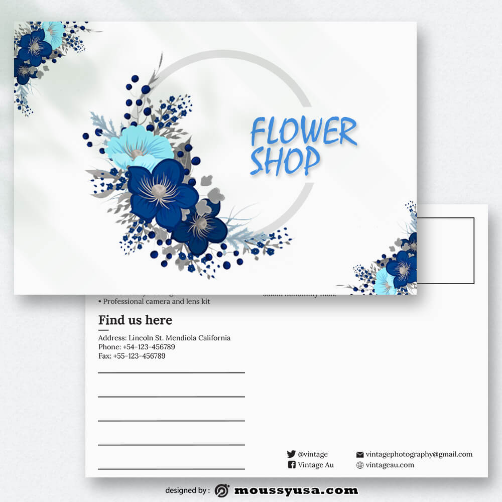 Sample Flower Shop Postcard templatess