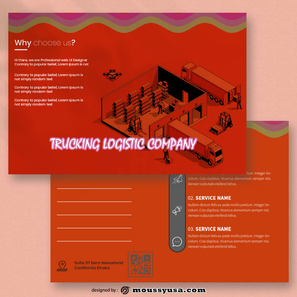 Trucking Logistic Postcard templates Sample