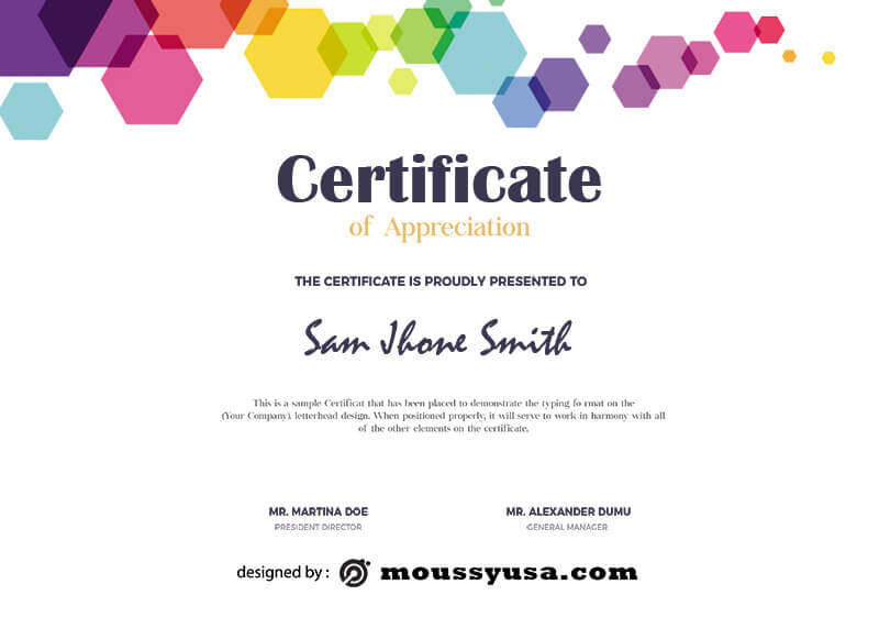 award certificate example psd design