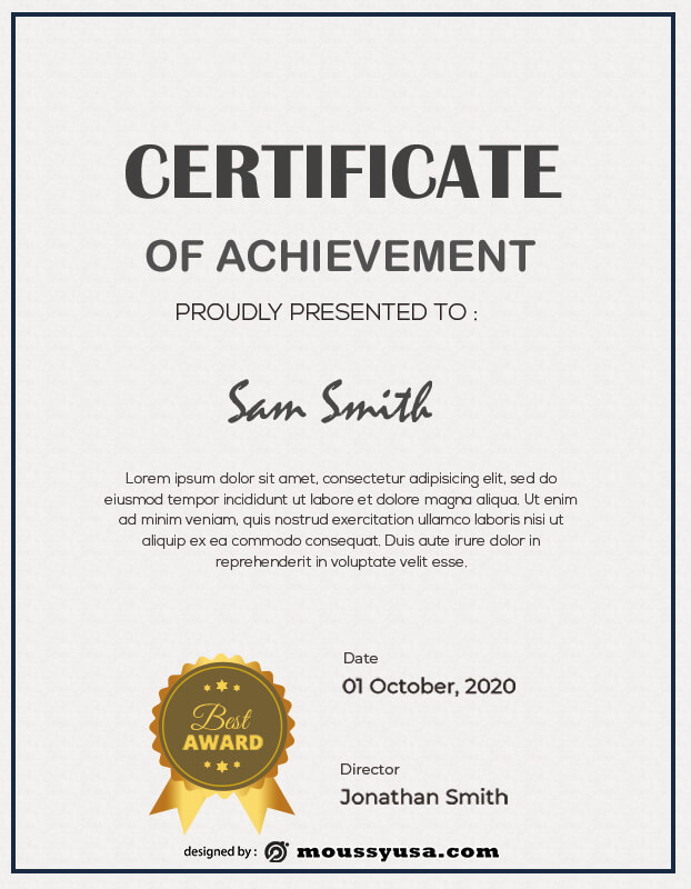 award certificate in psd design