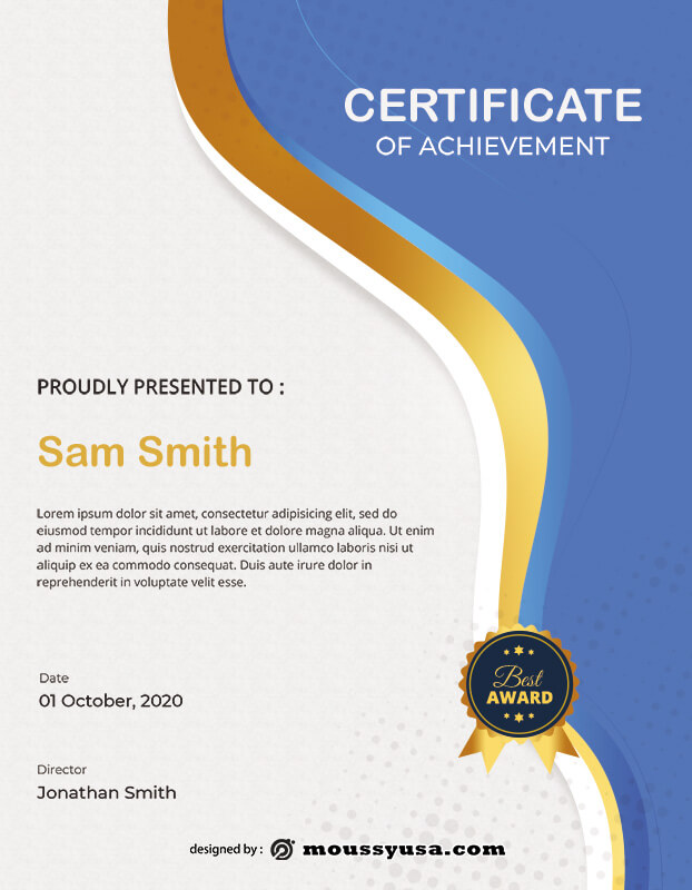 award certificate template for photoshop