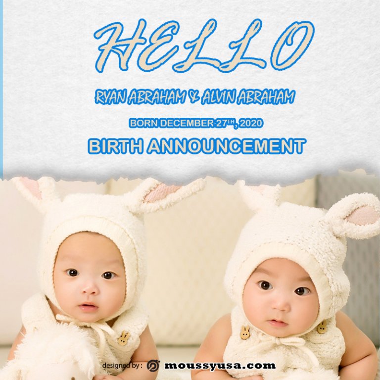 10+ Printable Birth Announcement example psd design Mous Syusa