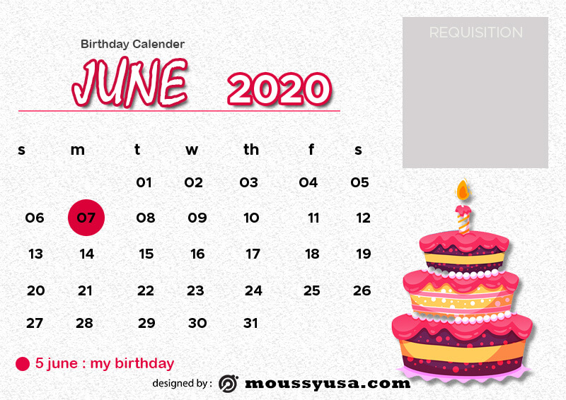 birthday calender psd template free