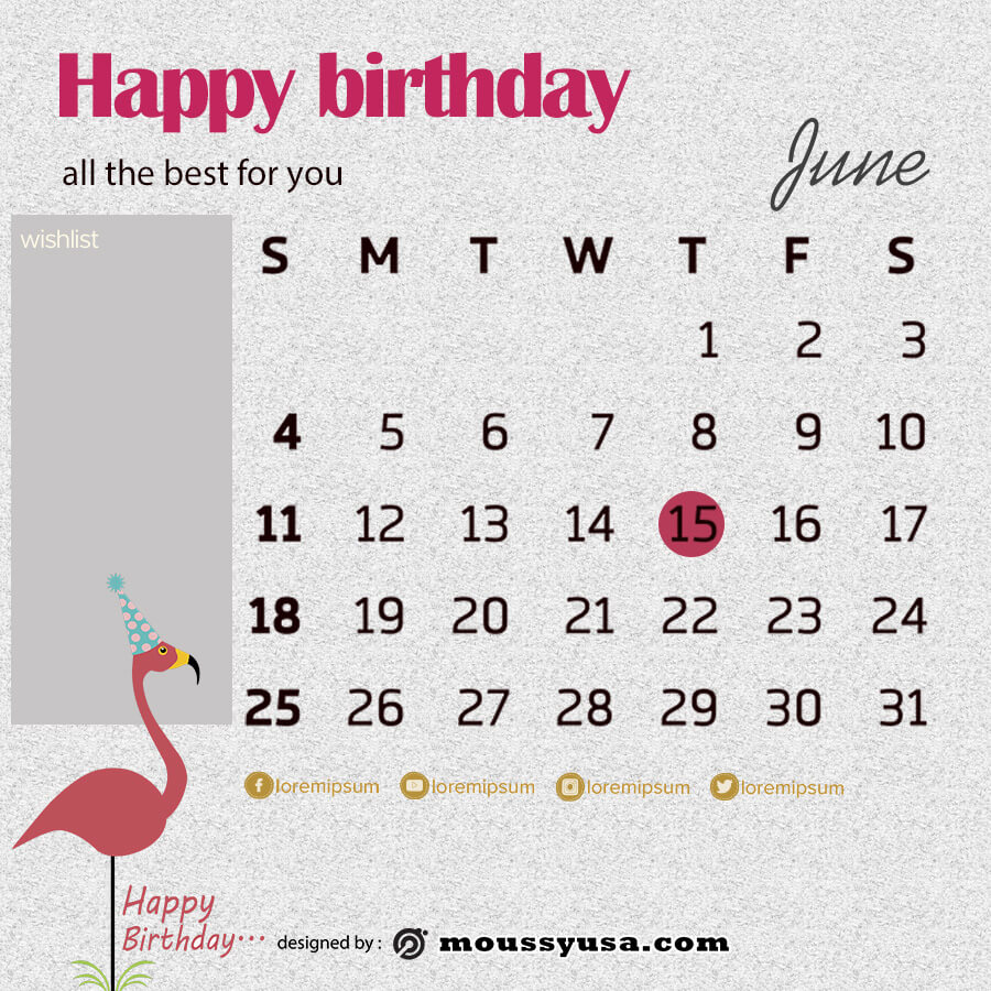 birthday calender template for photoshop