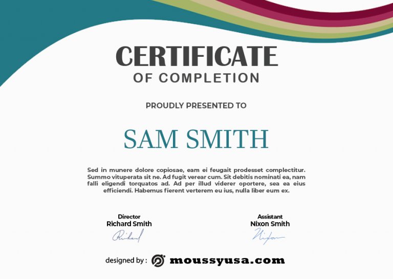 10+ Printable Certificate of Completion template in PSD | Mous Syusa