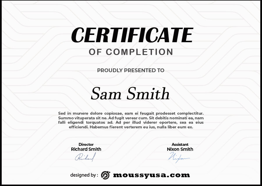 certificate of completion in photoshop free download
