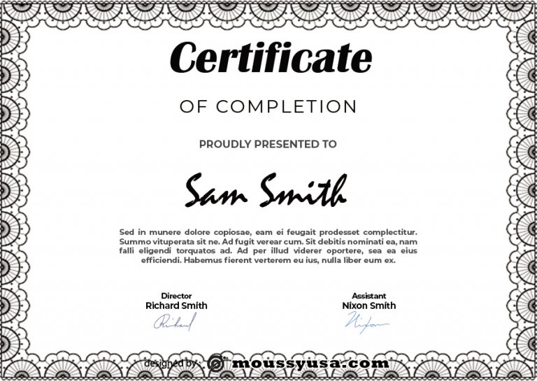 10 Printable Certificate Of Completion Template In Psd Mous Syusa