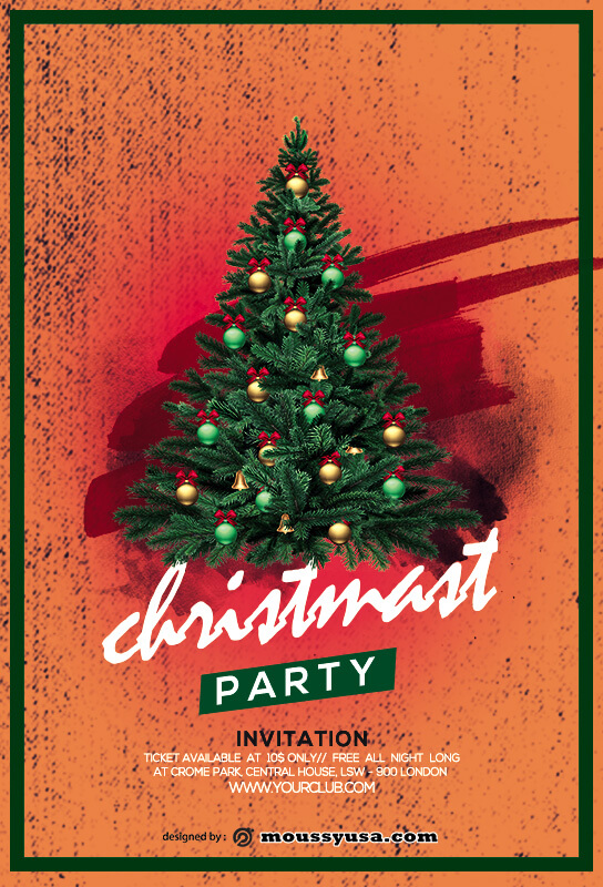 10+ Printable Christmas Party Invitation example psd design | Mous Syusa