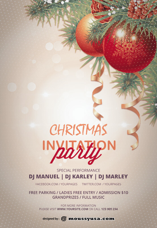 christmas party invitation psd